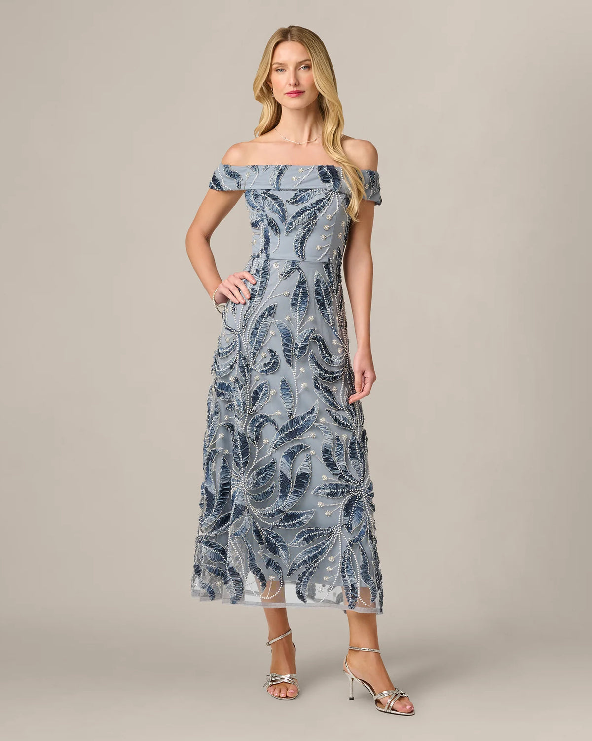 off-shoulder a-line maxi mother of the bride dress - image 3