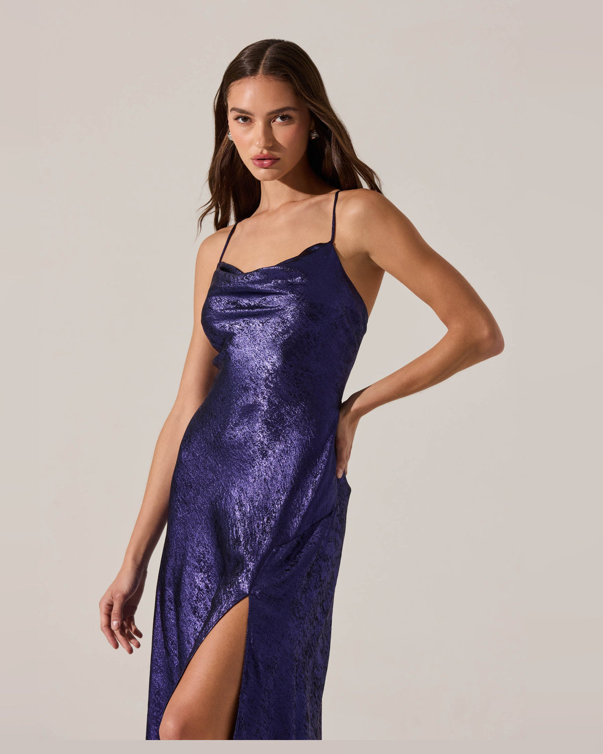 spaghetti strap a-line midi formal dress - image 3