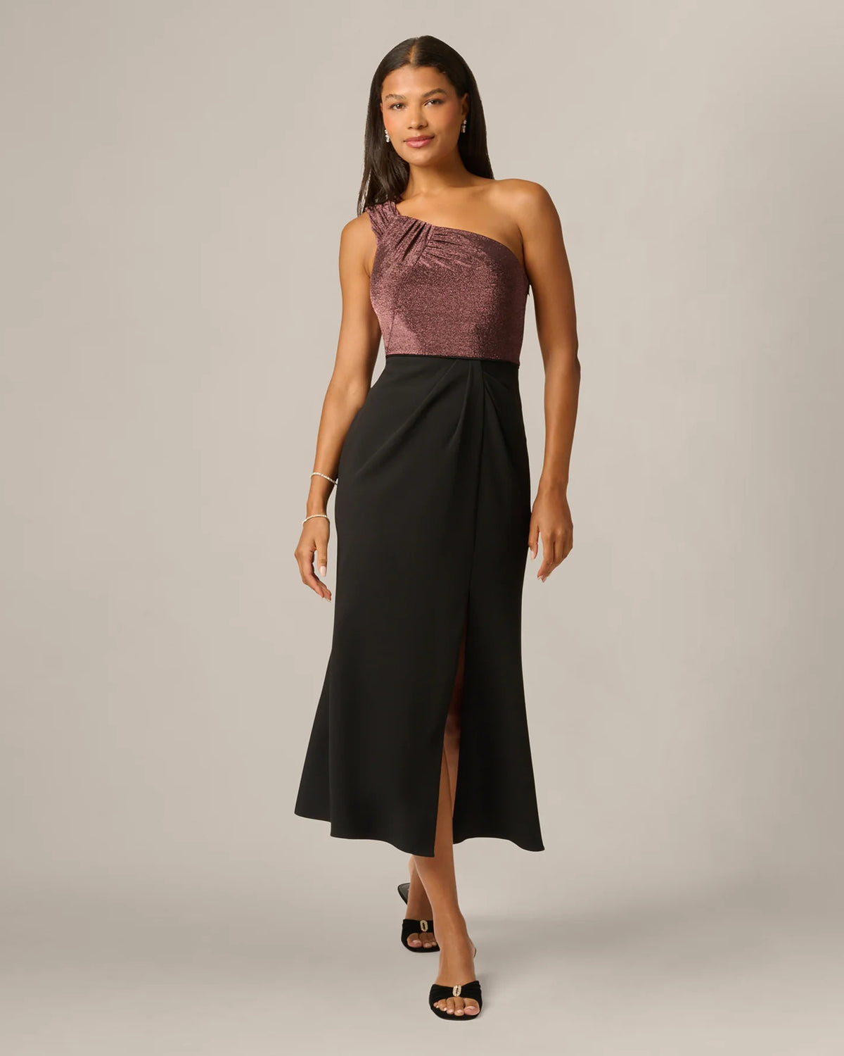 one-shoulder a-line maxi mother of the bride dress - image 3
