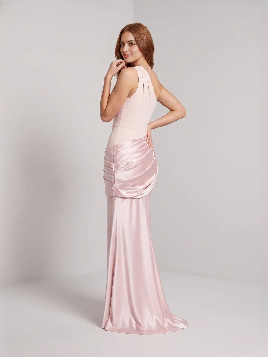 Light Blue floor-length bridesmaid dress, alternate view showing the dress shape and hem