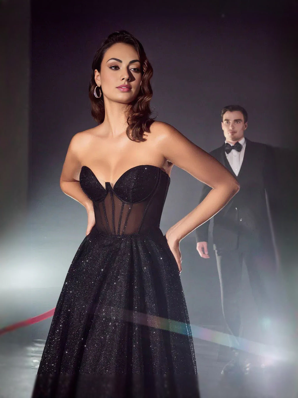 Black floor-length prom dress, alternate view showing the dress shape and hem
