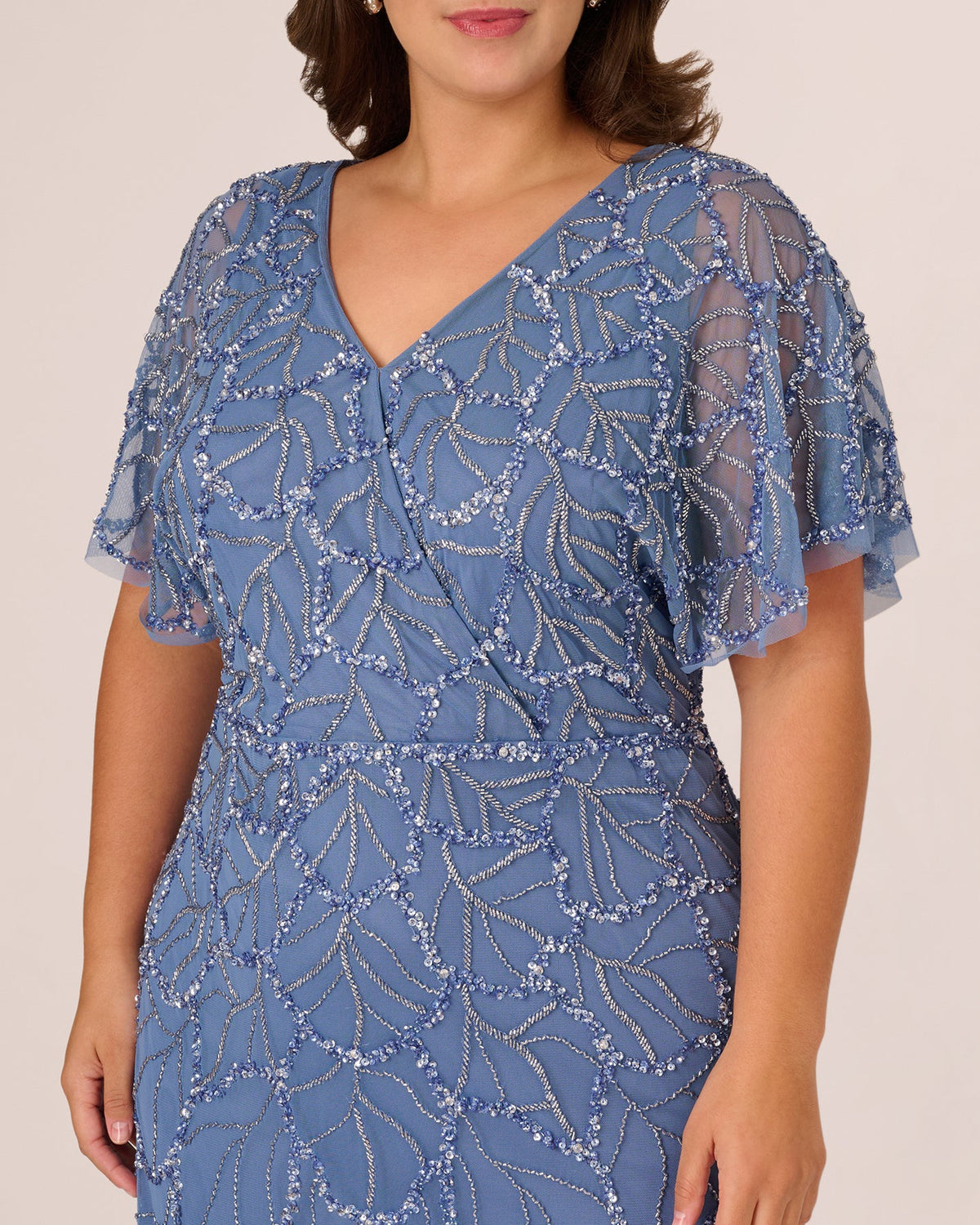 flutter-sleeve a-line maxi mother of the bride dress - image 3