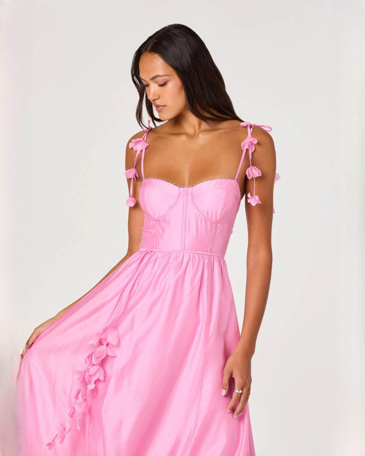 sleeveless satin a-line midi bridesmaid dress - image 3