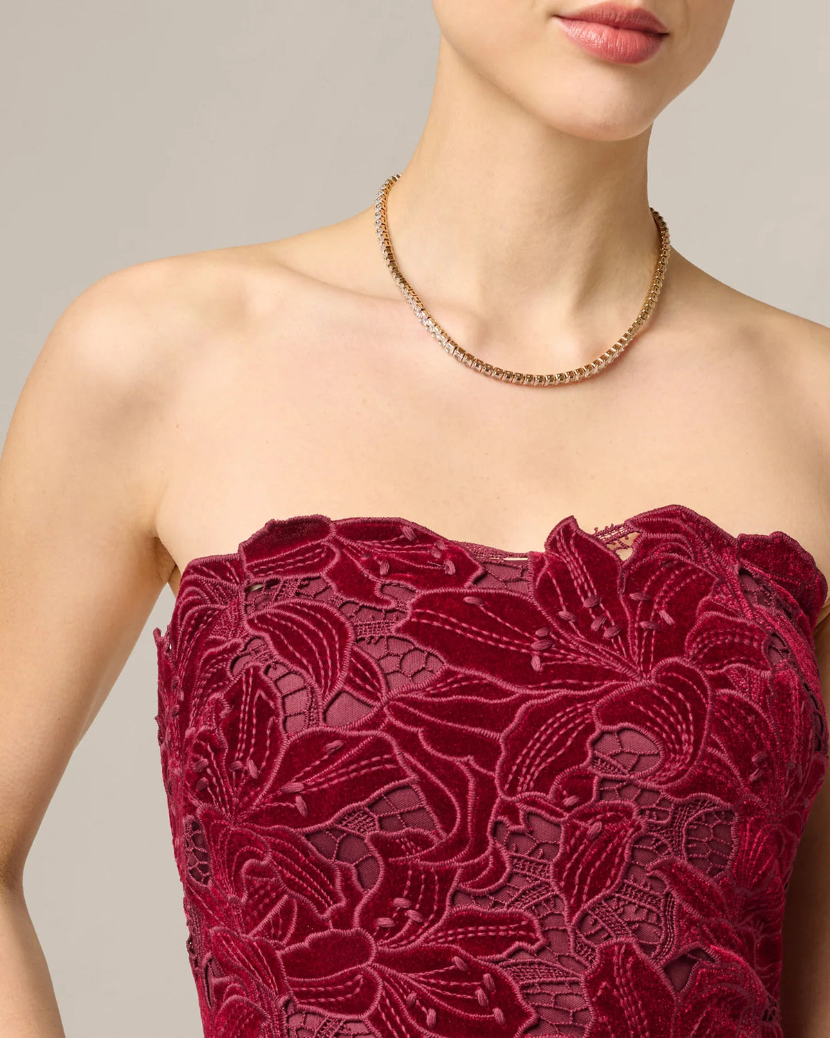 strapless a-line maxi mother of the bride dress - image 3