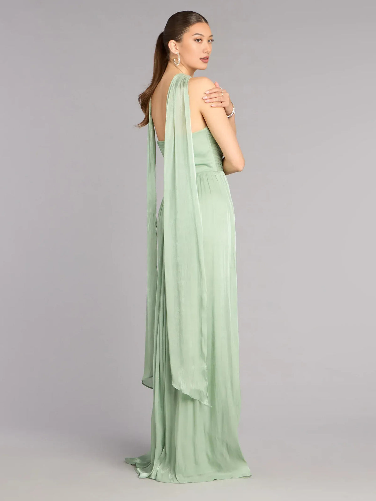 Sage Green floor-length prom dress, alternate view showing the dress shape and hem