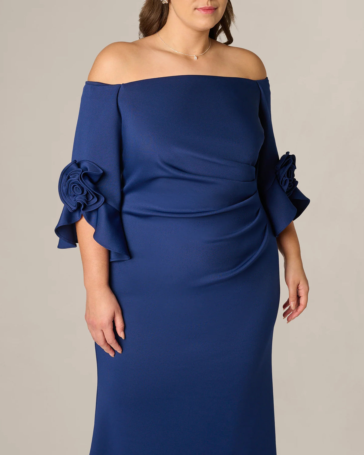 off-shoulder a-line maxi mother of the bride dress - image 3