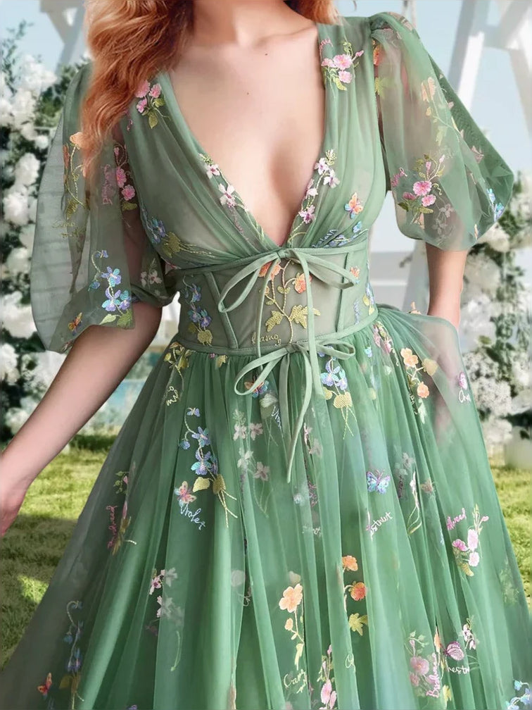 Mint Green floor-length prom dress, alternate view showing the dress shape and hem