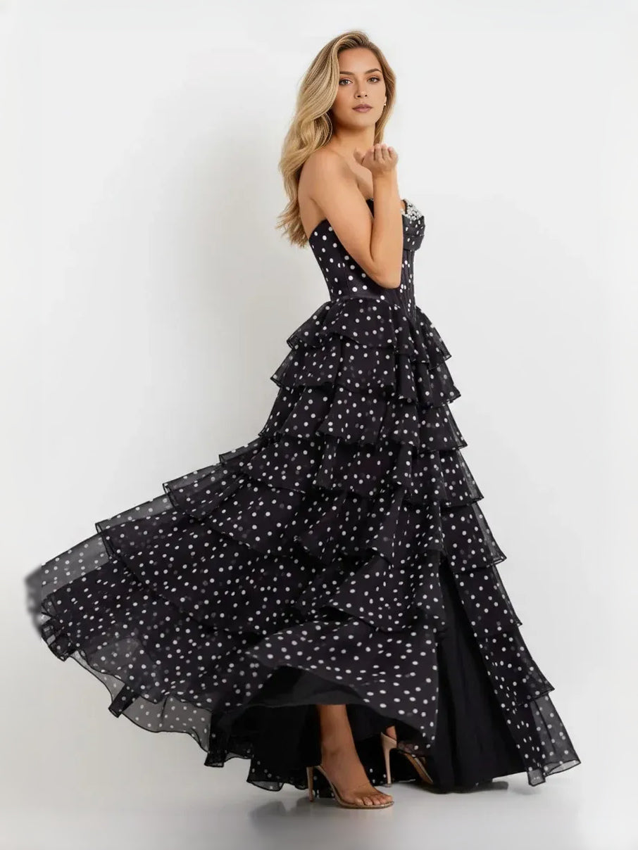 As Picture floor-length prom dress, alternate view showing the dress shape and hem