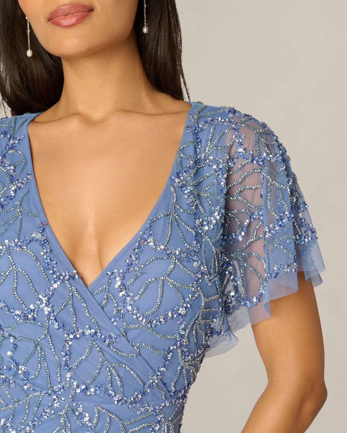 flutter-sleeve a-line maxi mother of the bride dress - image 3