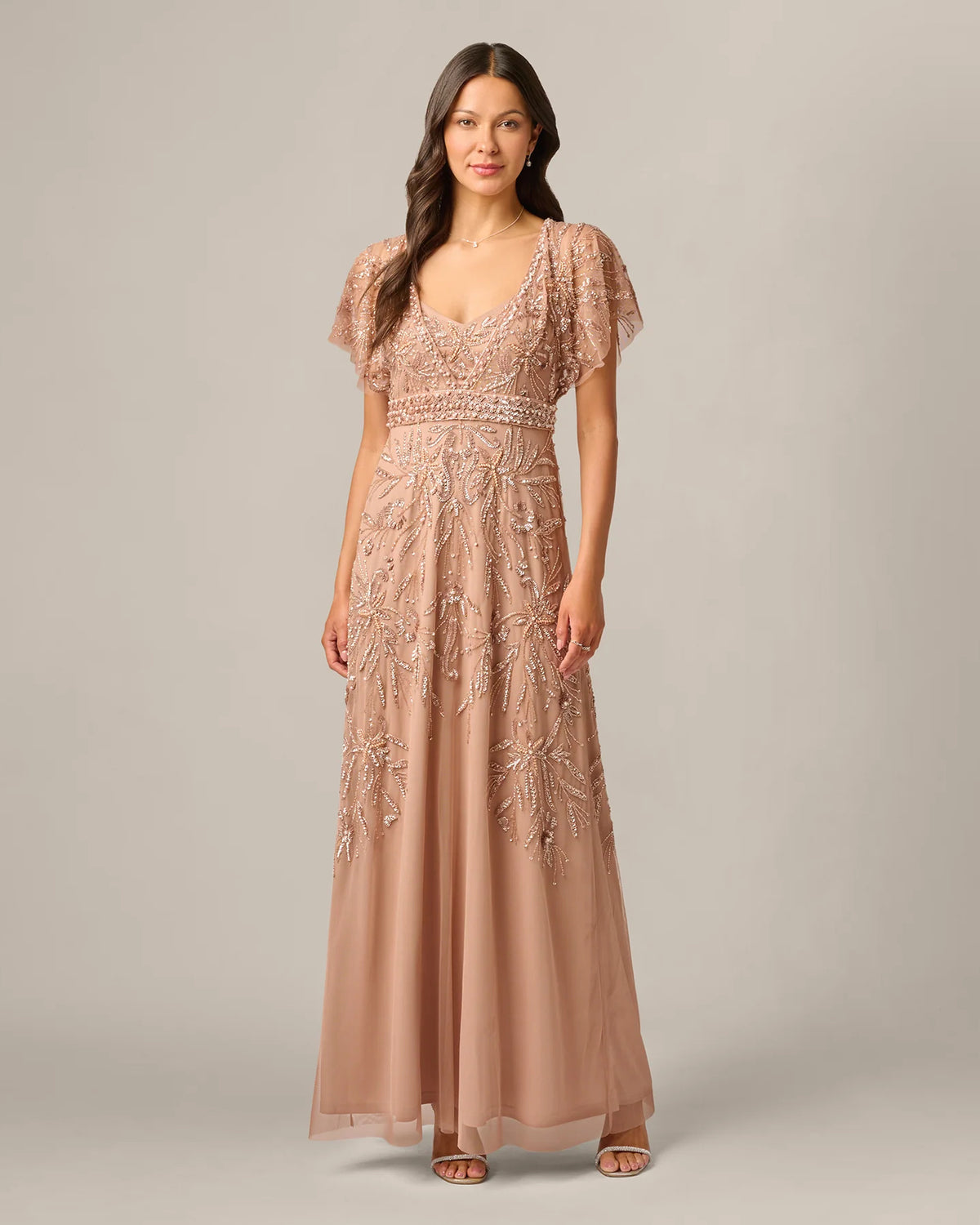 short-sleeve a-line maxi mother of the bride dress - image 3