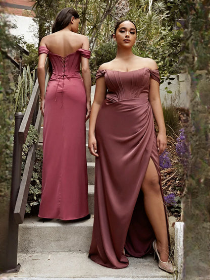 Lips floor-length formal dress with draping, alternate view