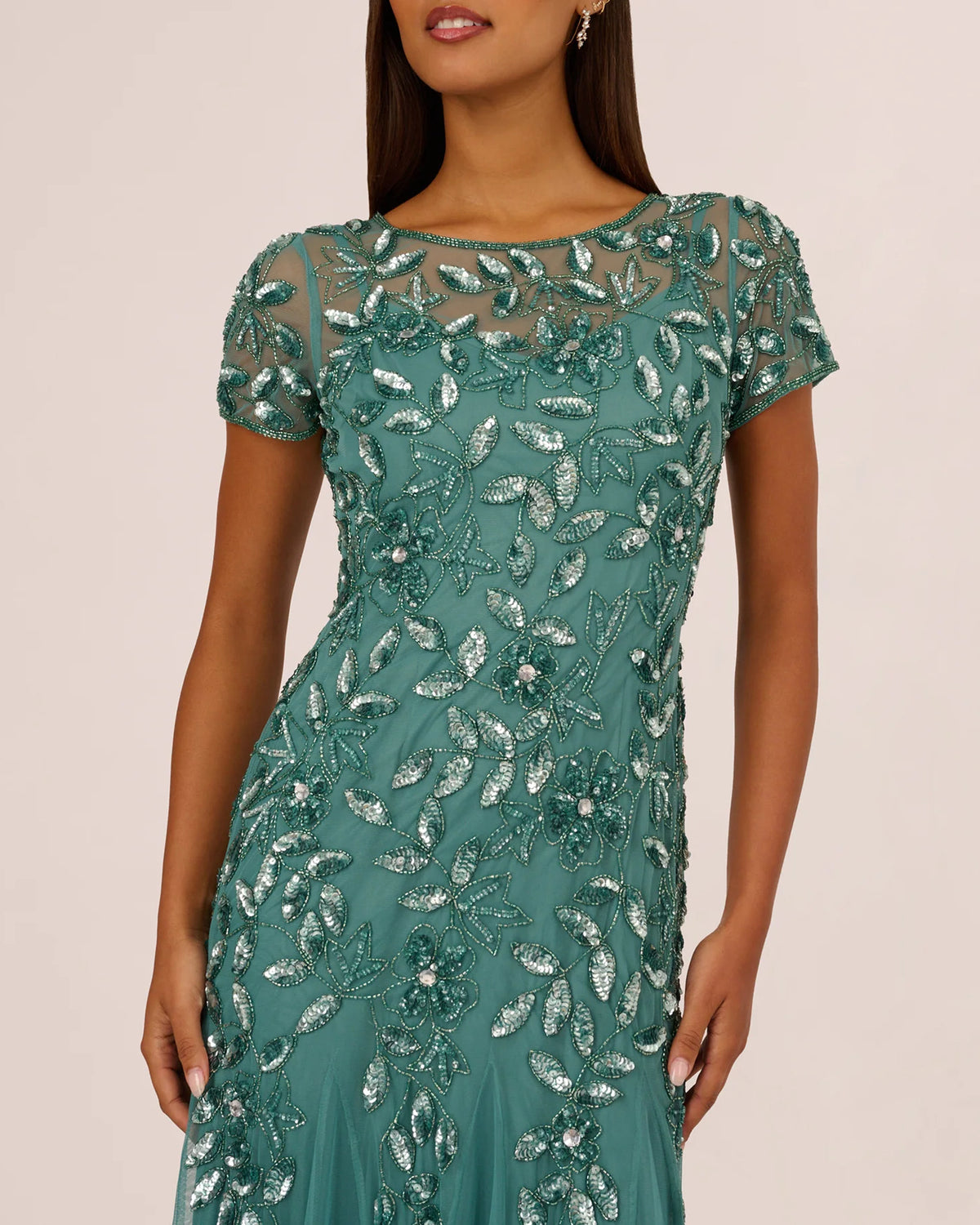 short-sleeve a-line maxi mother of the bride dress - image 3