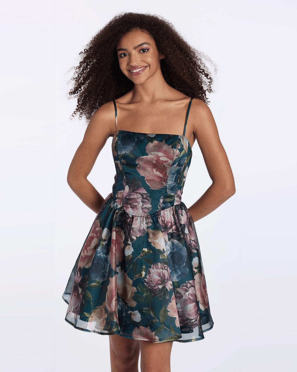 spaghetti strap fit-and-flare maxi homecoming dress - image 3