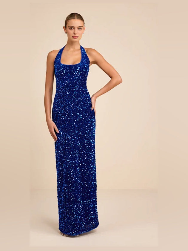 Royal Blue floor-length prom dress, alternate view showing the dress shape and hem