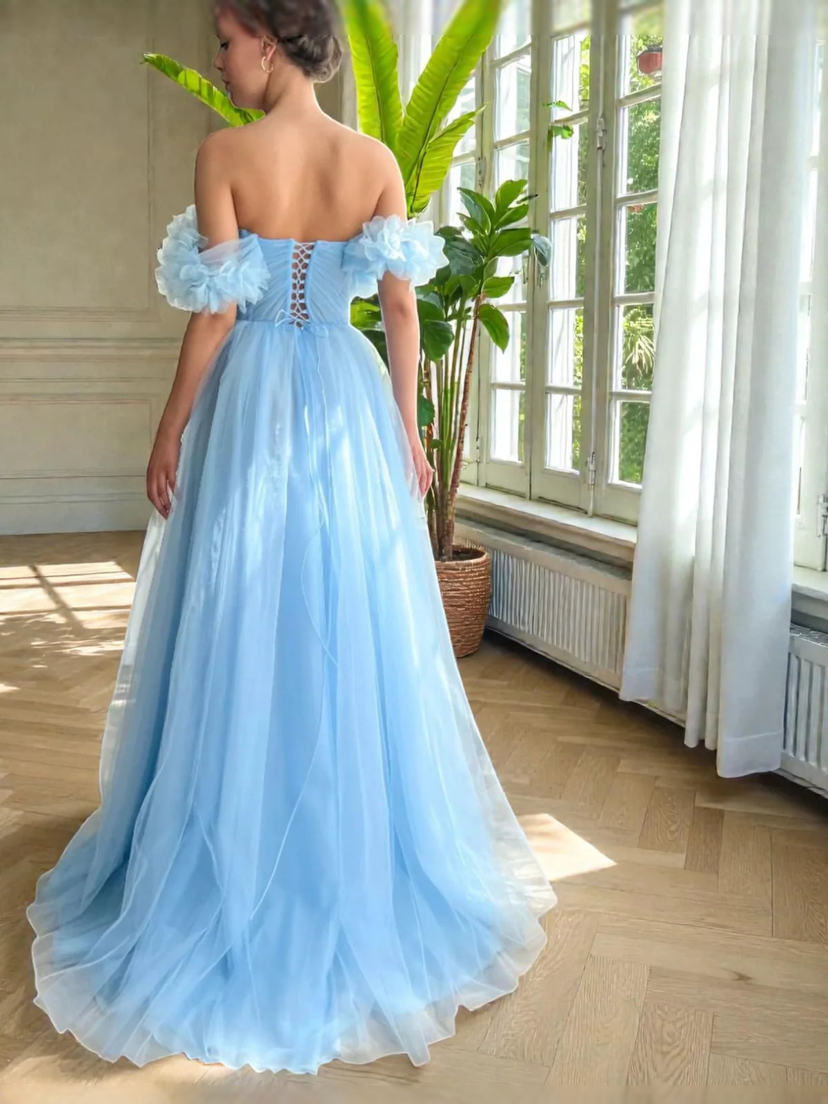 Sky Blue floor-length prom dress, alternate view showing the dress shape and hem