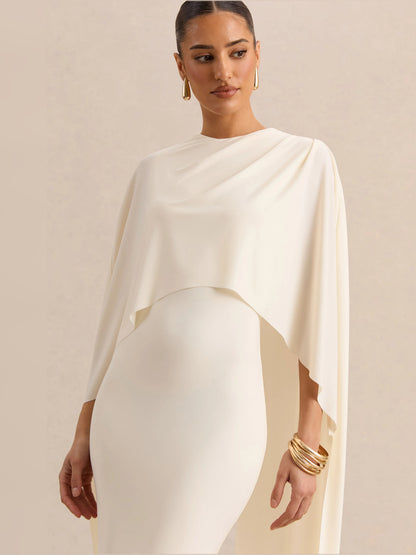 Cream midi formal dress, alternate view showing the bodice