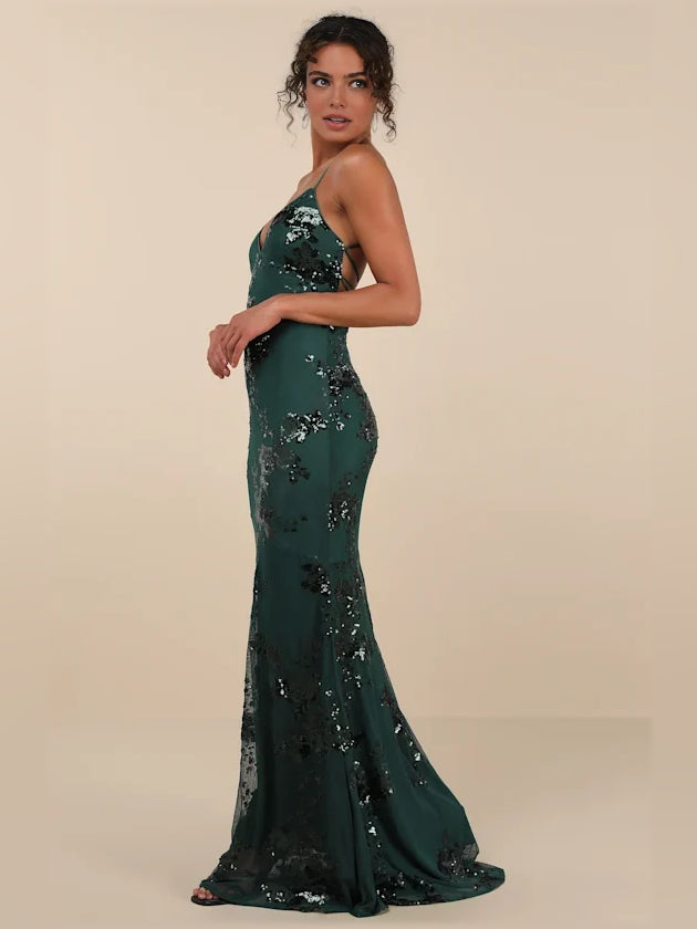 Emerald Green floor-length prom dress, alternate view showing the dress shape and hem