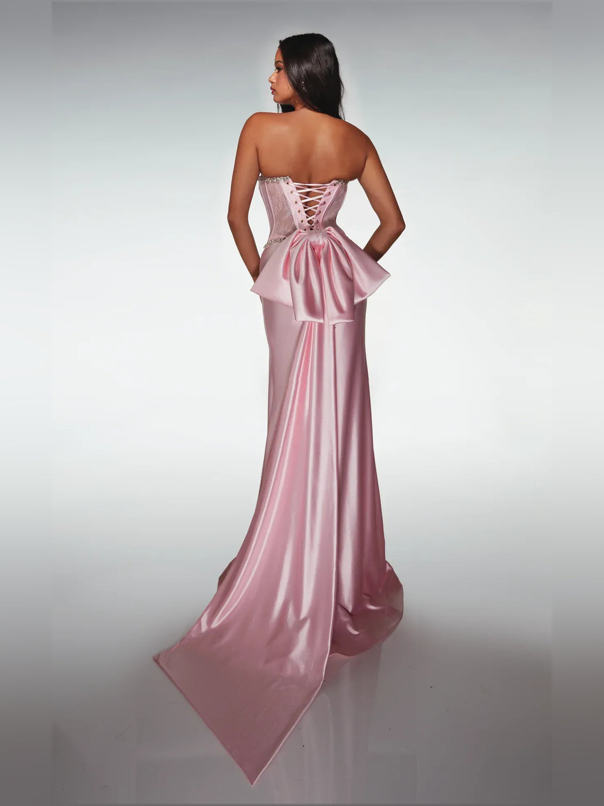 Dark Blue floor-length prom dress, alternate view showing the dress shape and hem