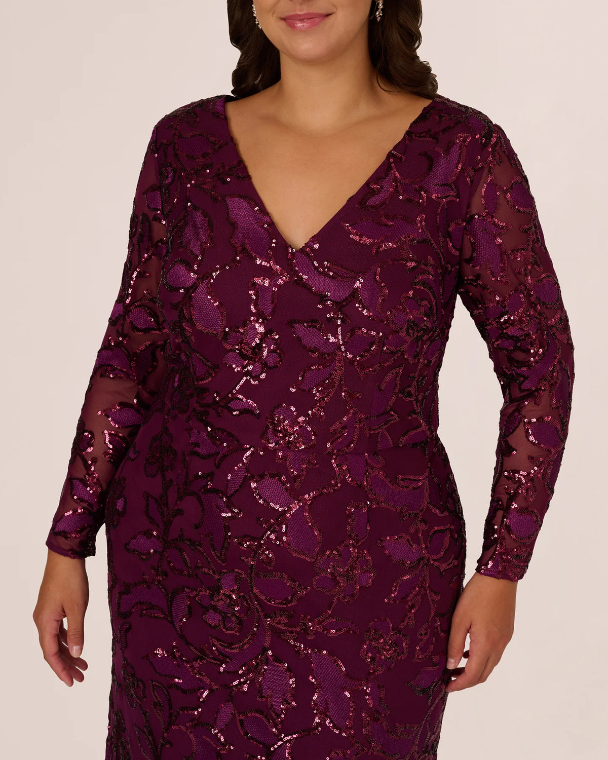 long-sleeve mermaid maxi mother of the bride dress - image 3