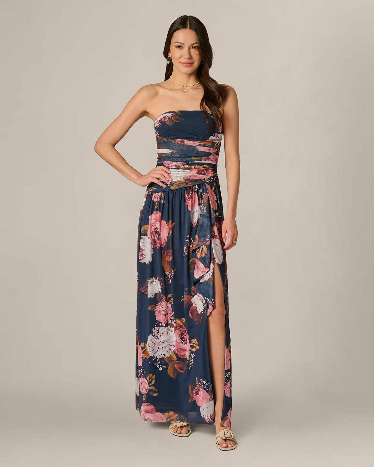 strapless a-line maxi mother of the bride dress - image 3