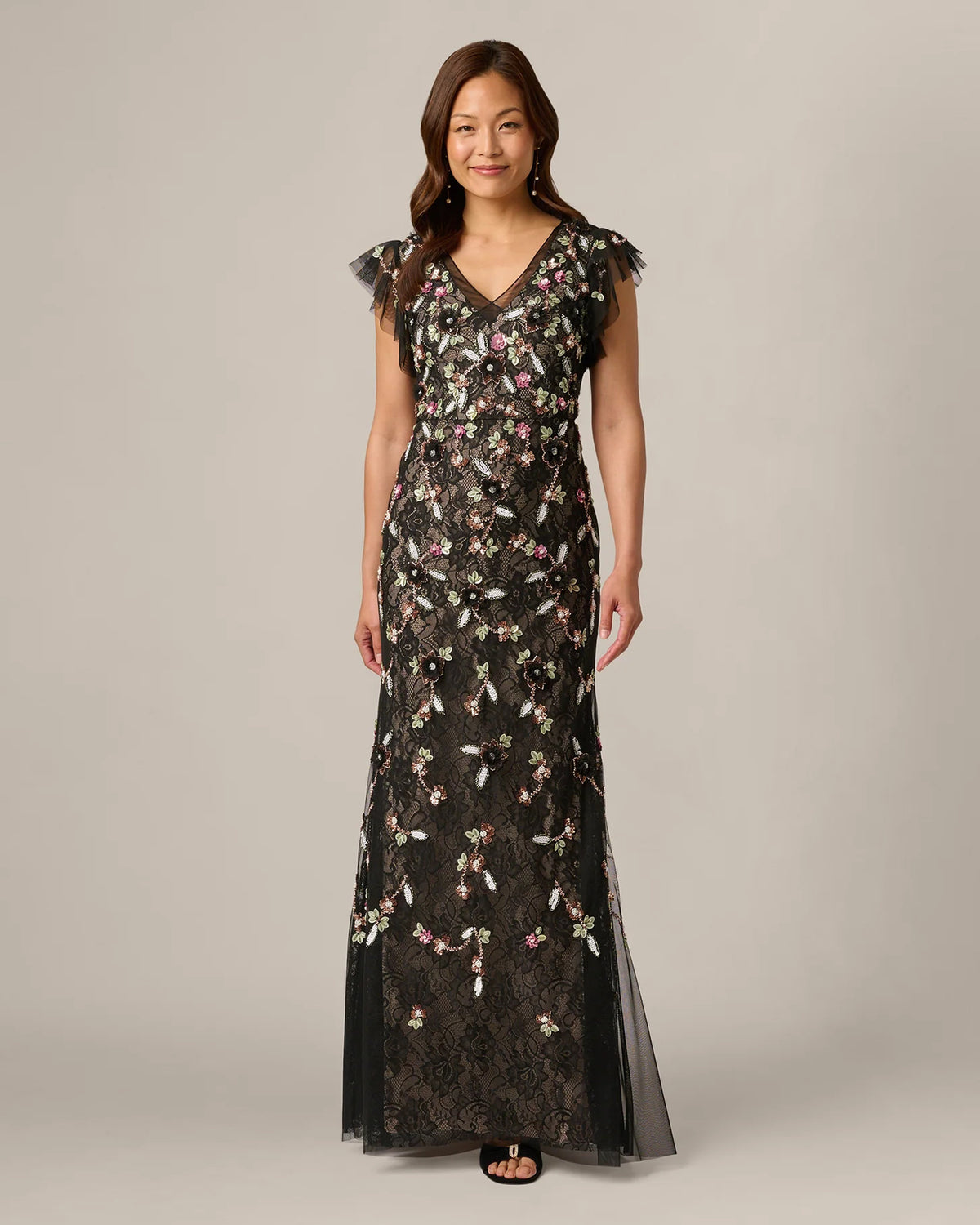 flutter-sleeve a-line maxi mother of the bride dress - image 3