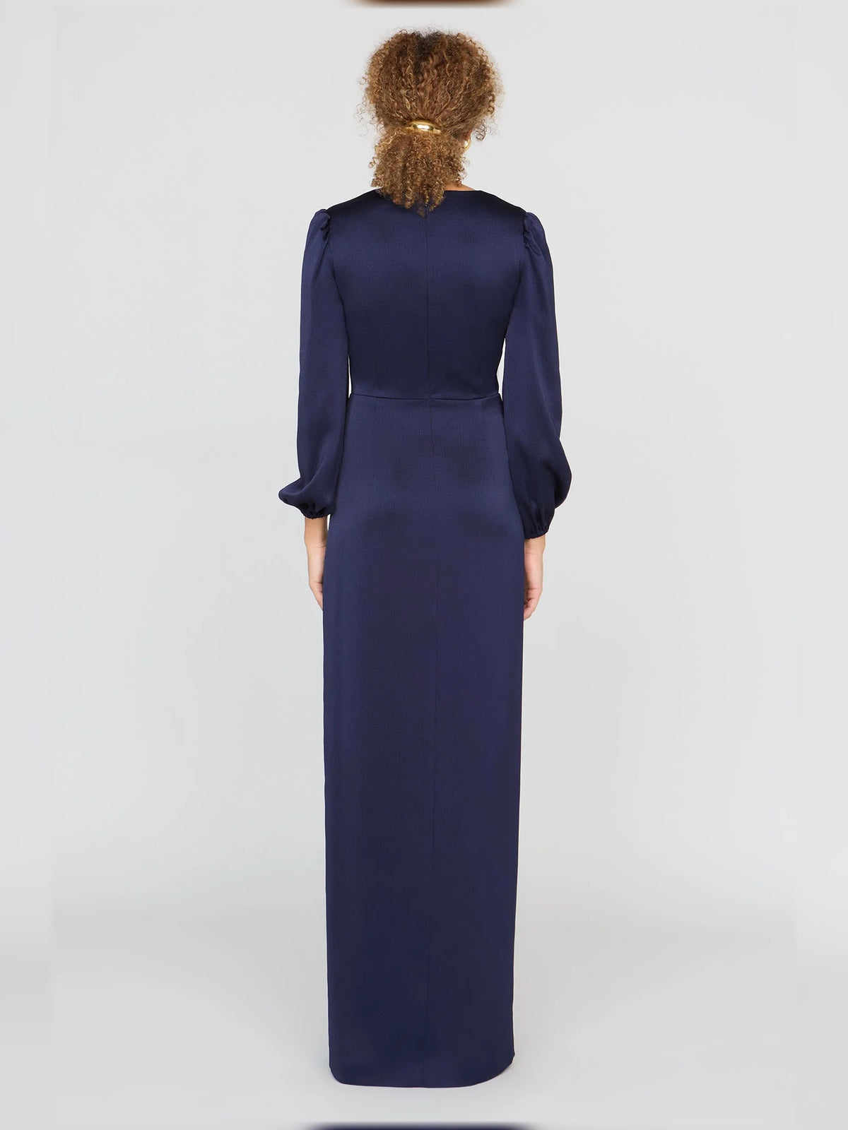 Dark Navy floor-length mother of the bride dress, alternate view showing the dress shape and hem