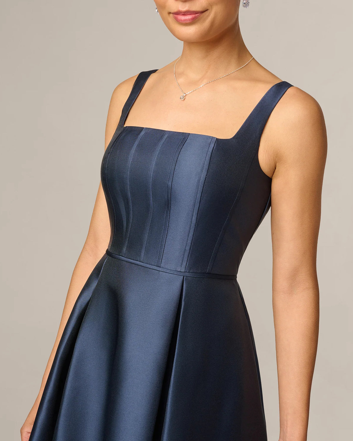 square neck a-line midi mother of the bride dress - image 3