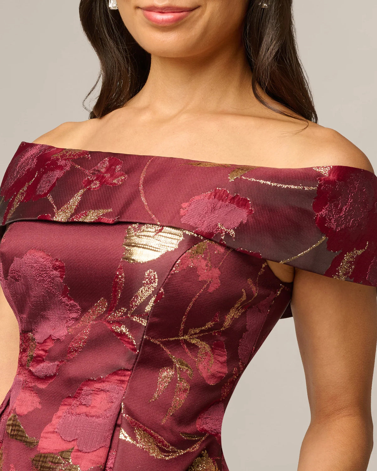 off-shoulder a-line midi mother of the bride dress - image 3