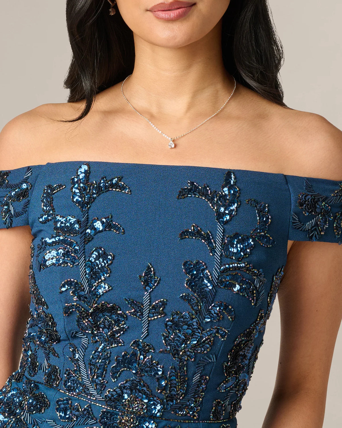 off-shoulder mermaid maxi mother of the bride dress - image 3