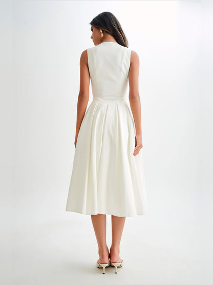 White midi formal dress, alternate view showing the bodice
