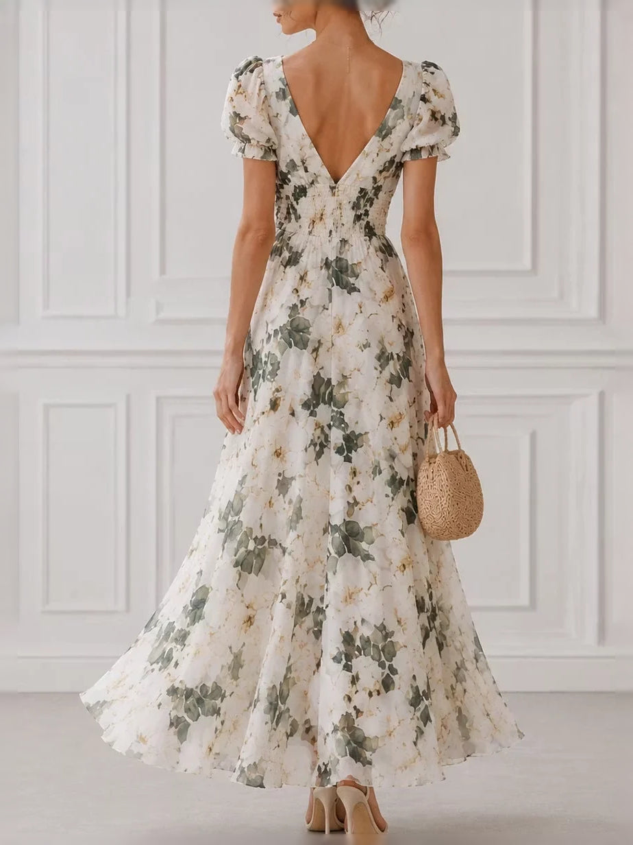 Ivory midi bridesmaid dress, alternate view showing the dress shape and hem