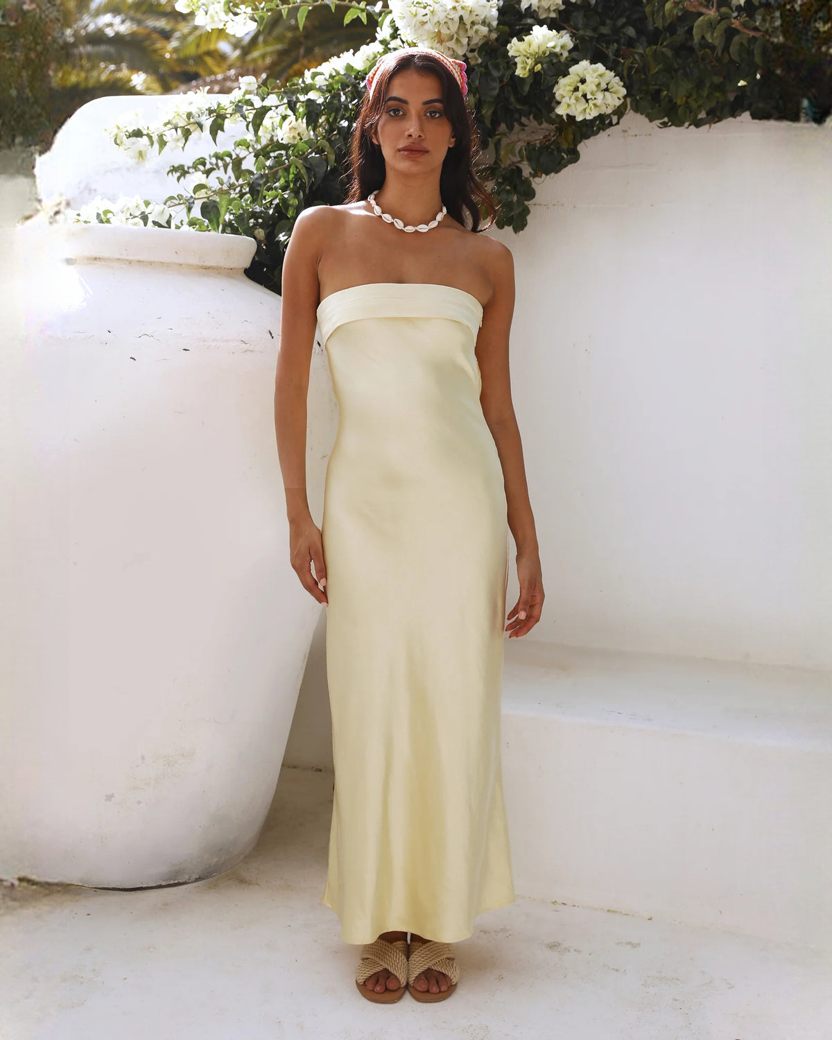 sleeveless satin a-line maxi bridesmaid dress - image 3