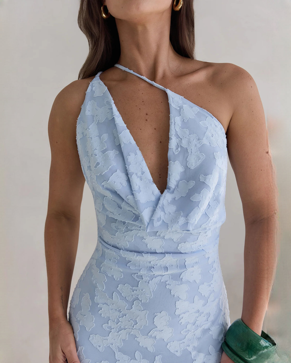 sleeveless mesh a-line maxi bridesmaid dress - image 3