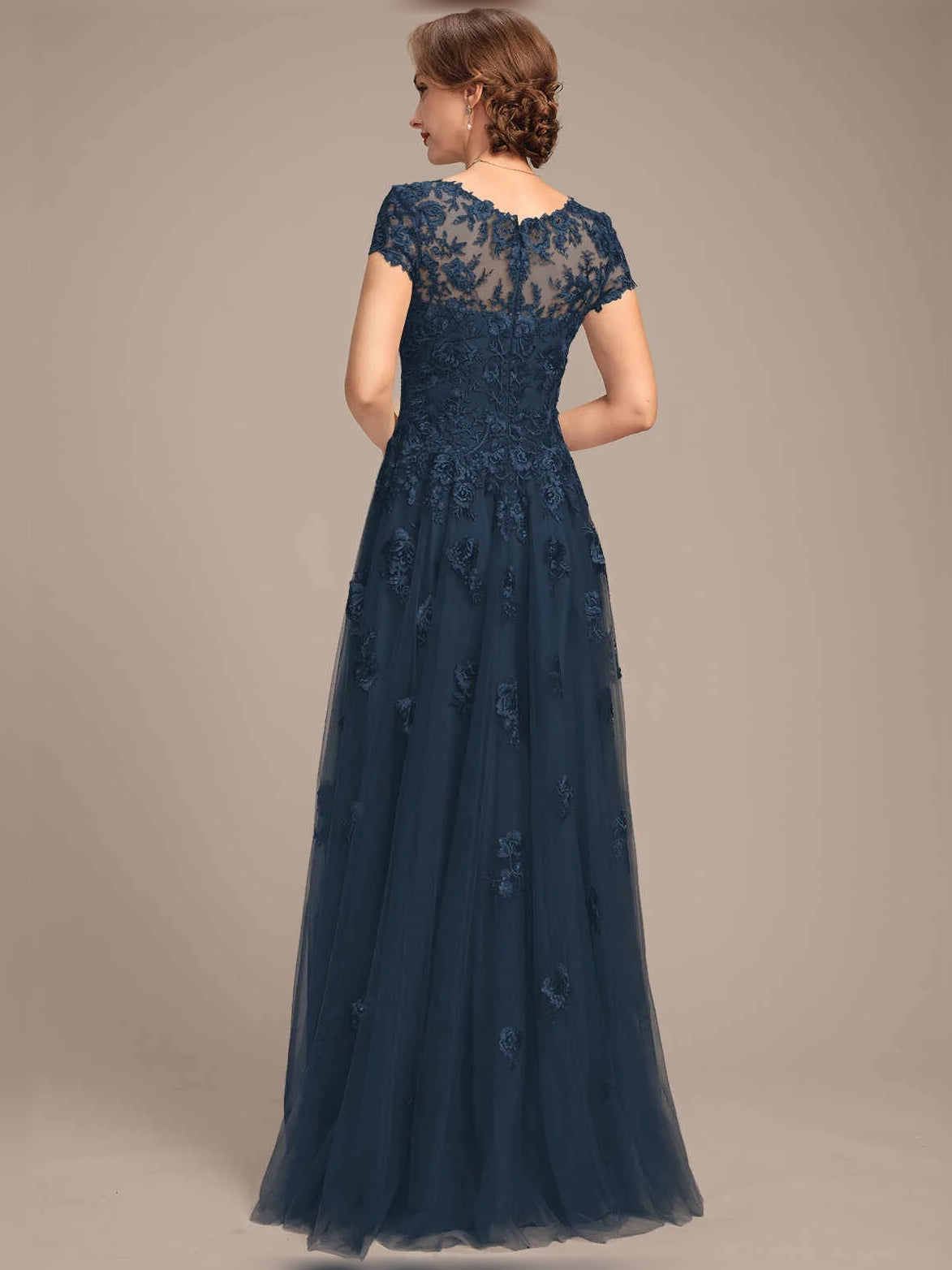 Pearl Pink maxi mother of the bride dress, alternate view showing the dress shape and hem