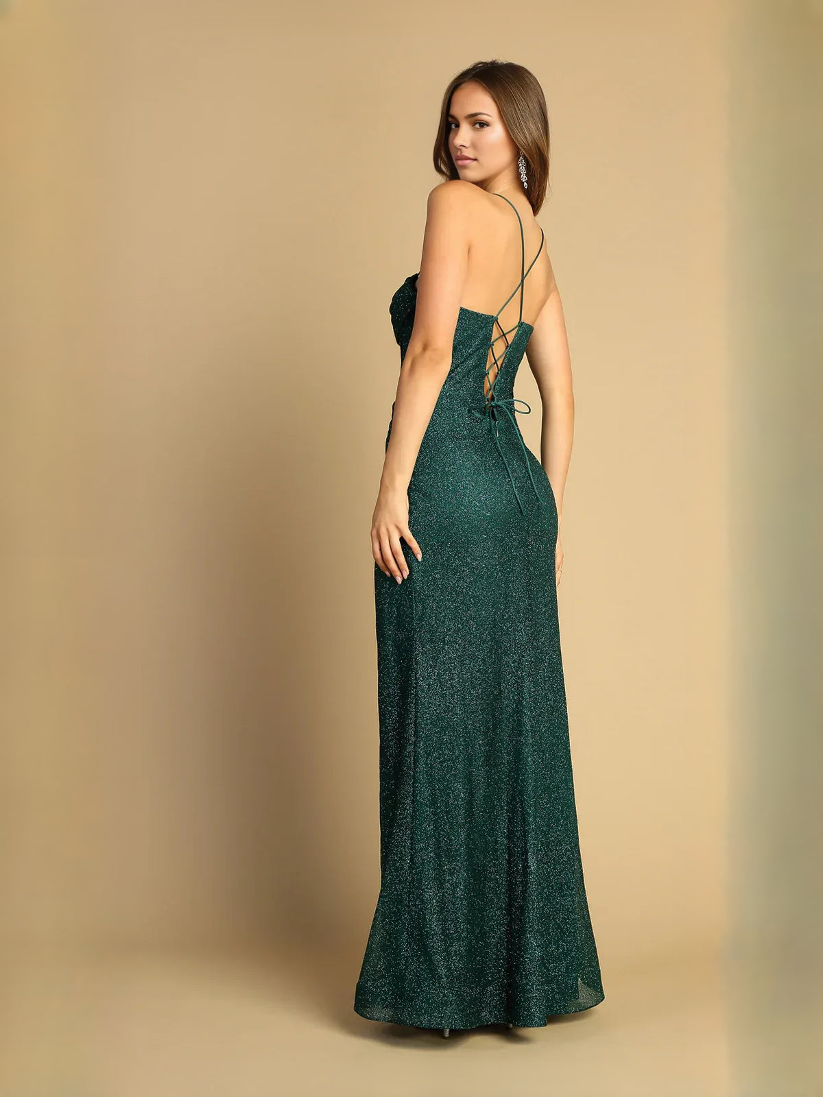 Lilac floor-length prom dress, alternate view showing the dress shape and hem