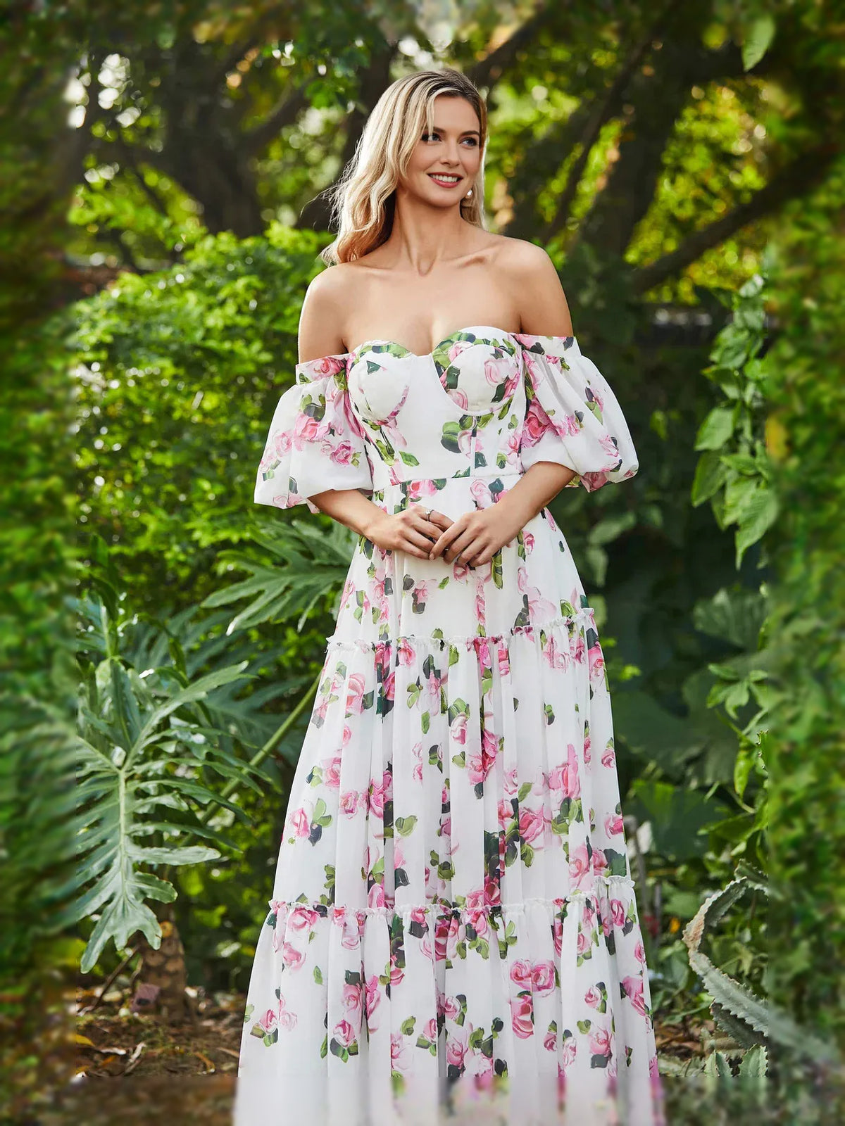 As Picture maxi prom dress, alternate view showing the dress shape and hem
