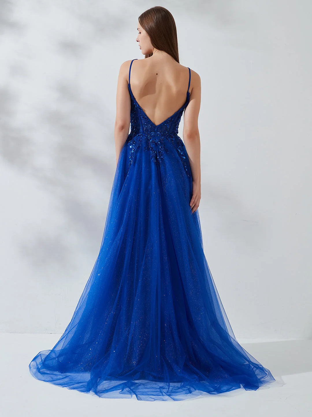 Cobalt Blue floor-length prom dress, alternate view showing the dress shape and hem
