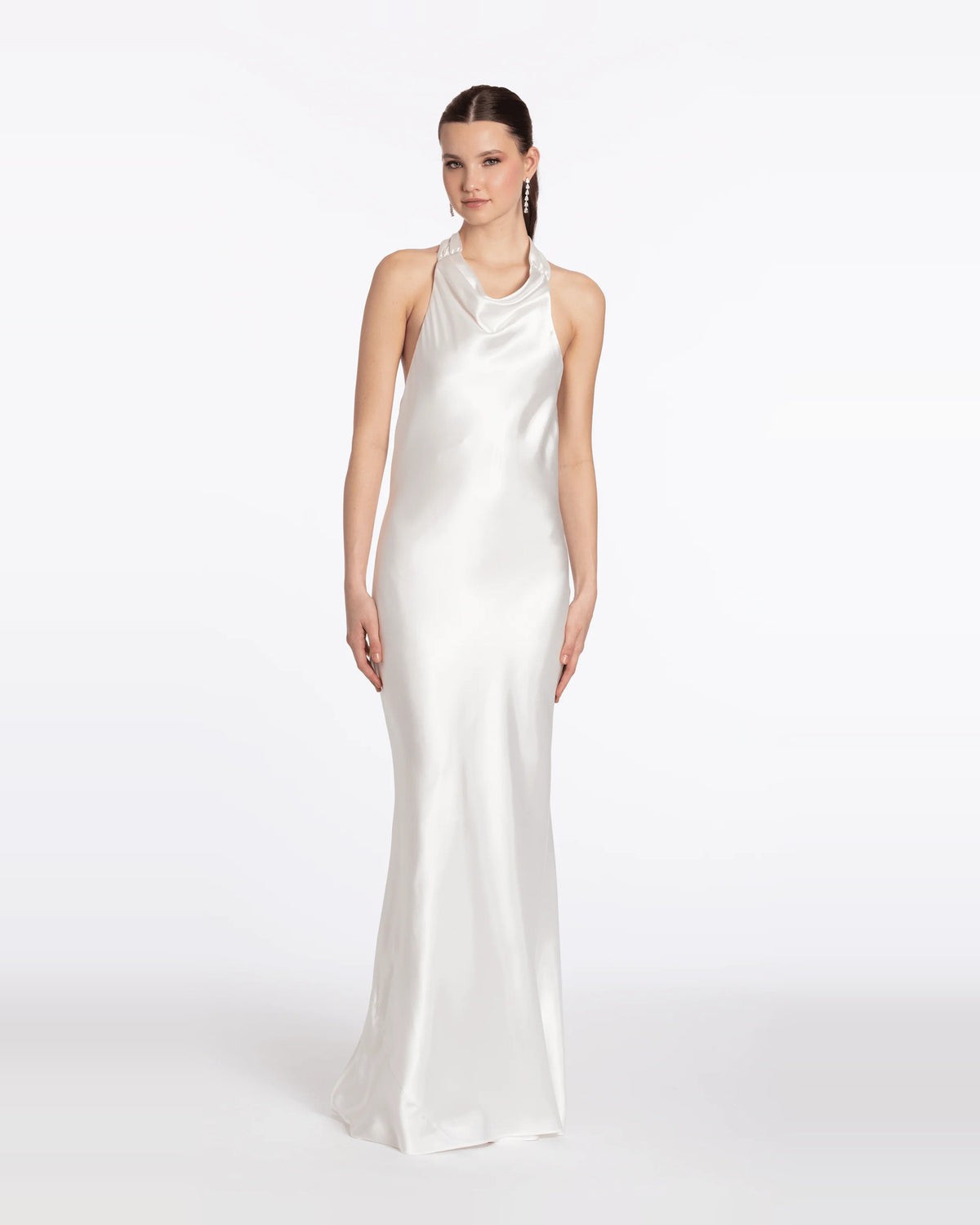 halter neck column maxi prom dress - image 3