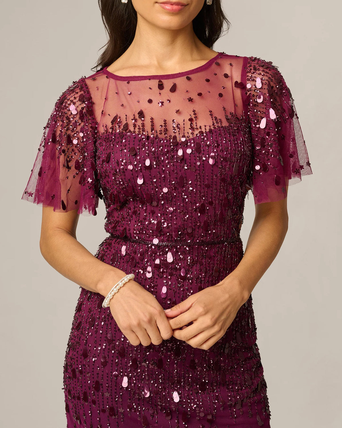 flutter-sleeve a-line midi mother of the bride dress - image 3