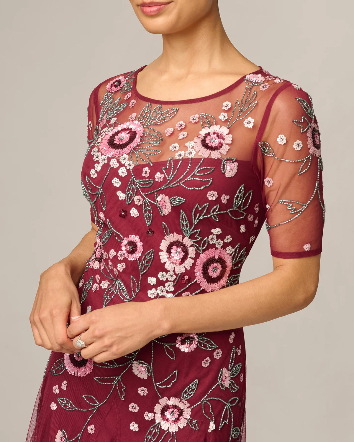 spaghetti strap a-line maxi mother of the bride dress - image 3