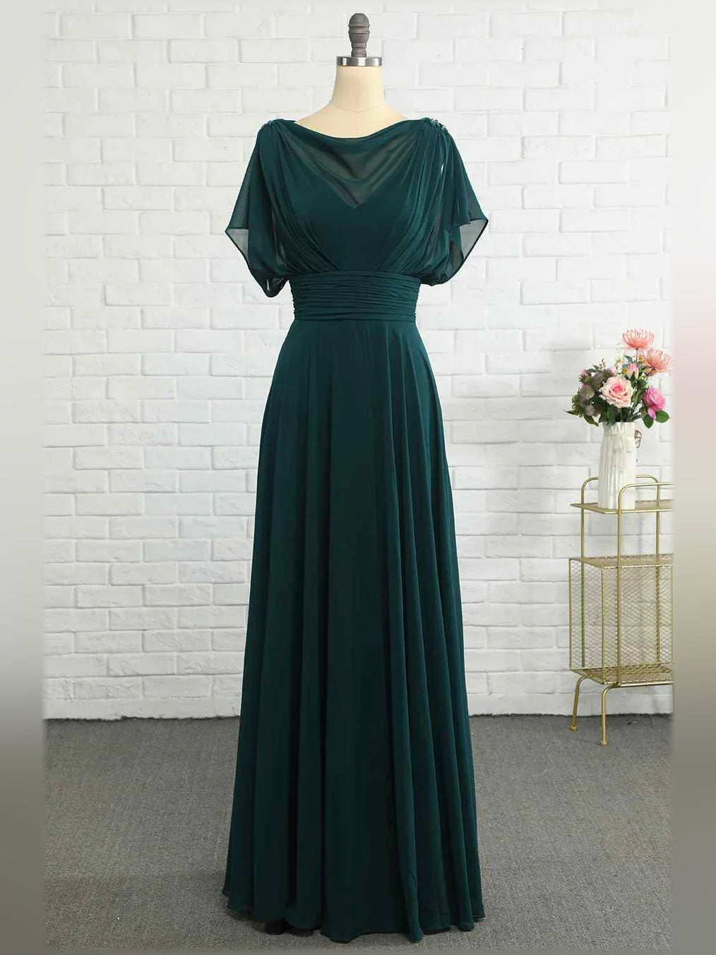 Peacock a-line floor-length formal dress with beading, alternate view