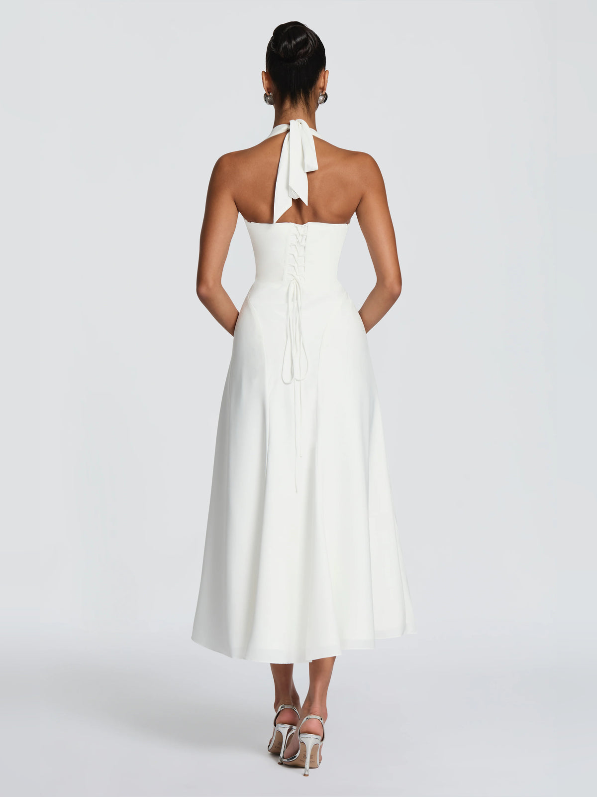 Ivory midi formal dress, alternate view showing the bodice