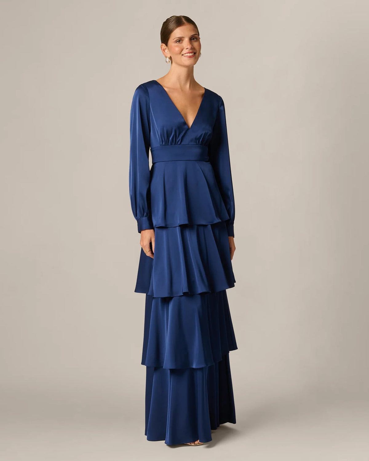 long-sleeve a-line maxi mother of the bride dress - image 3
