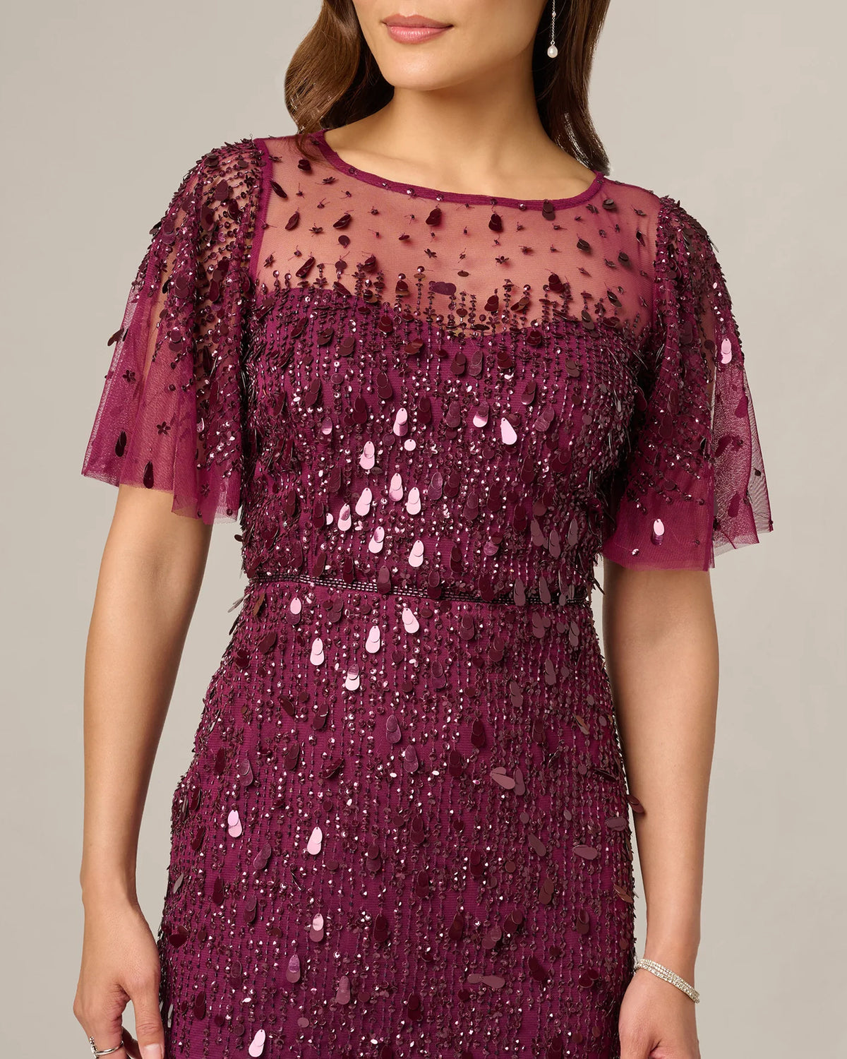 flutter-sleeve a-line midi mother of the bride dress - image 3
