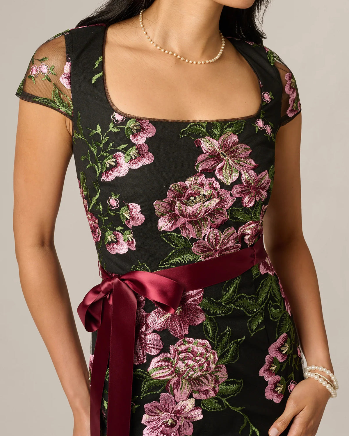 square neck a-line maxi mother of the bride dress - image 3