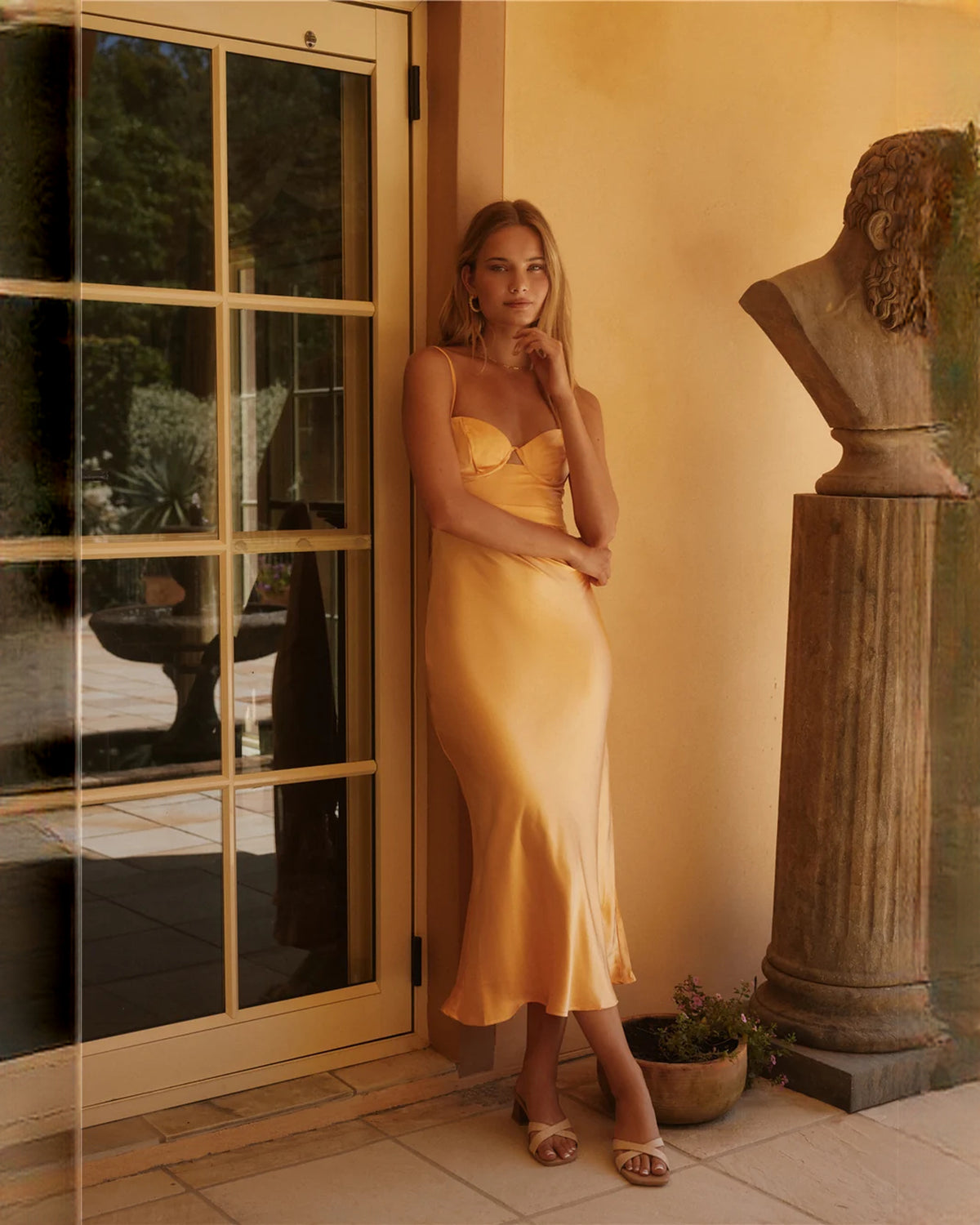 sleeveless satin a-line maxi bridesmaid dress - image 3