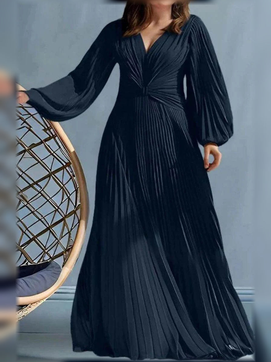 Dark Navy floor-length mother of the bride dress, alternate view showing the dress shape and hem