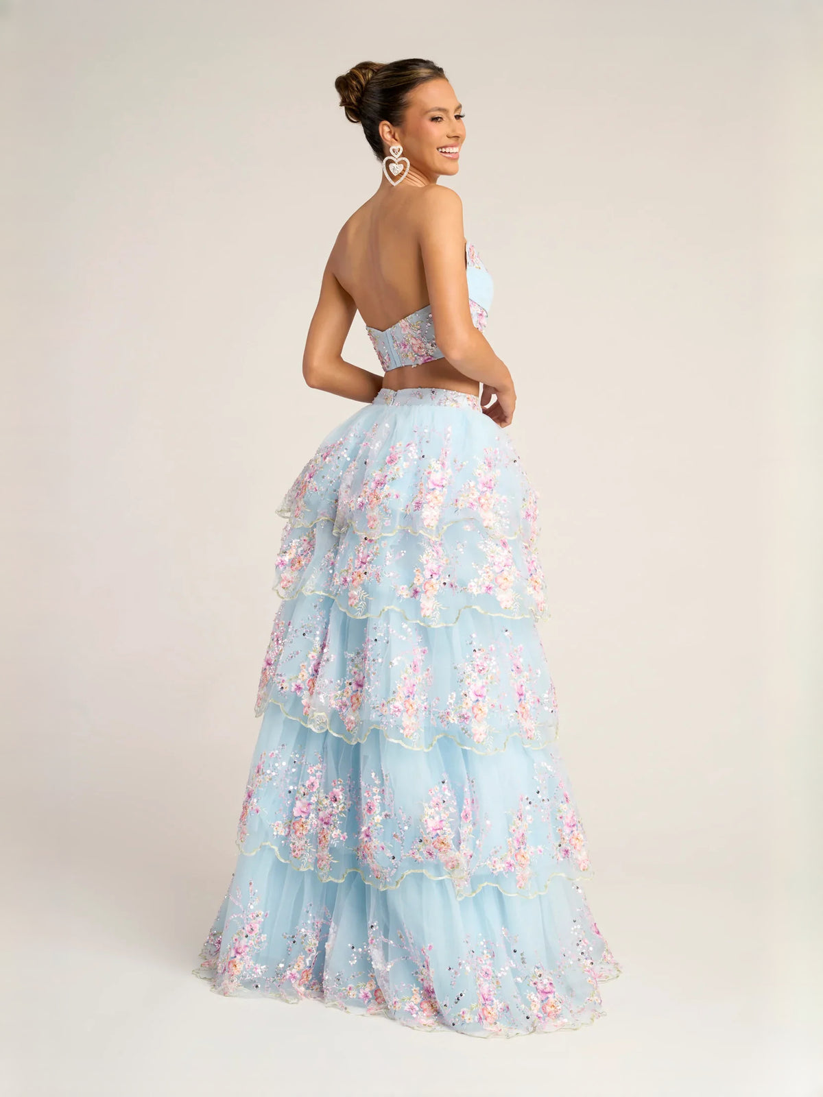 Light Blue floor-length prom dress, alternate view showing the dress shape and hem