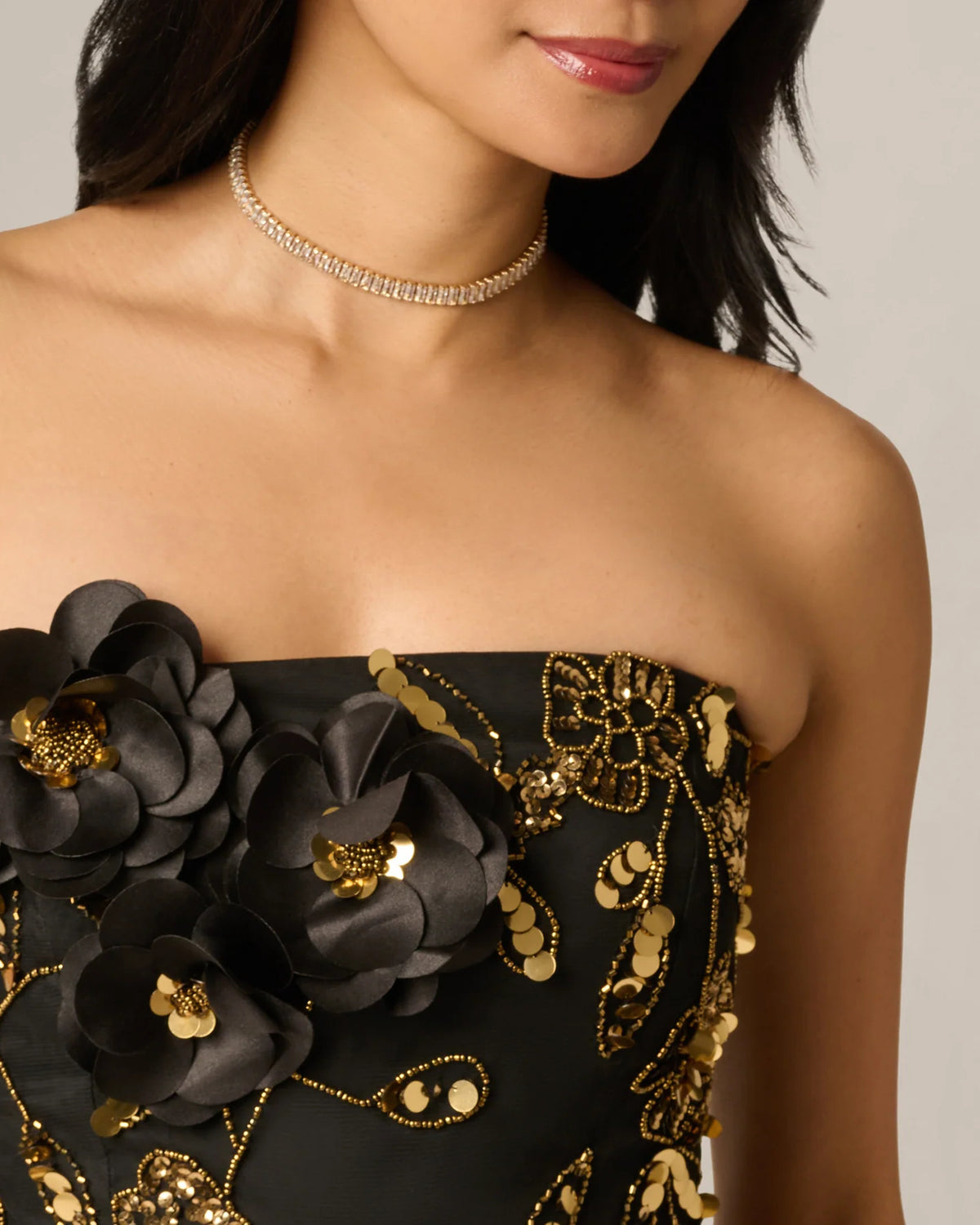 strapless a-line maxi mother of the bride dress - image 3