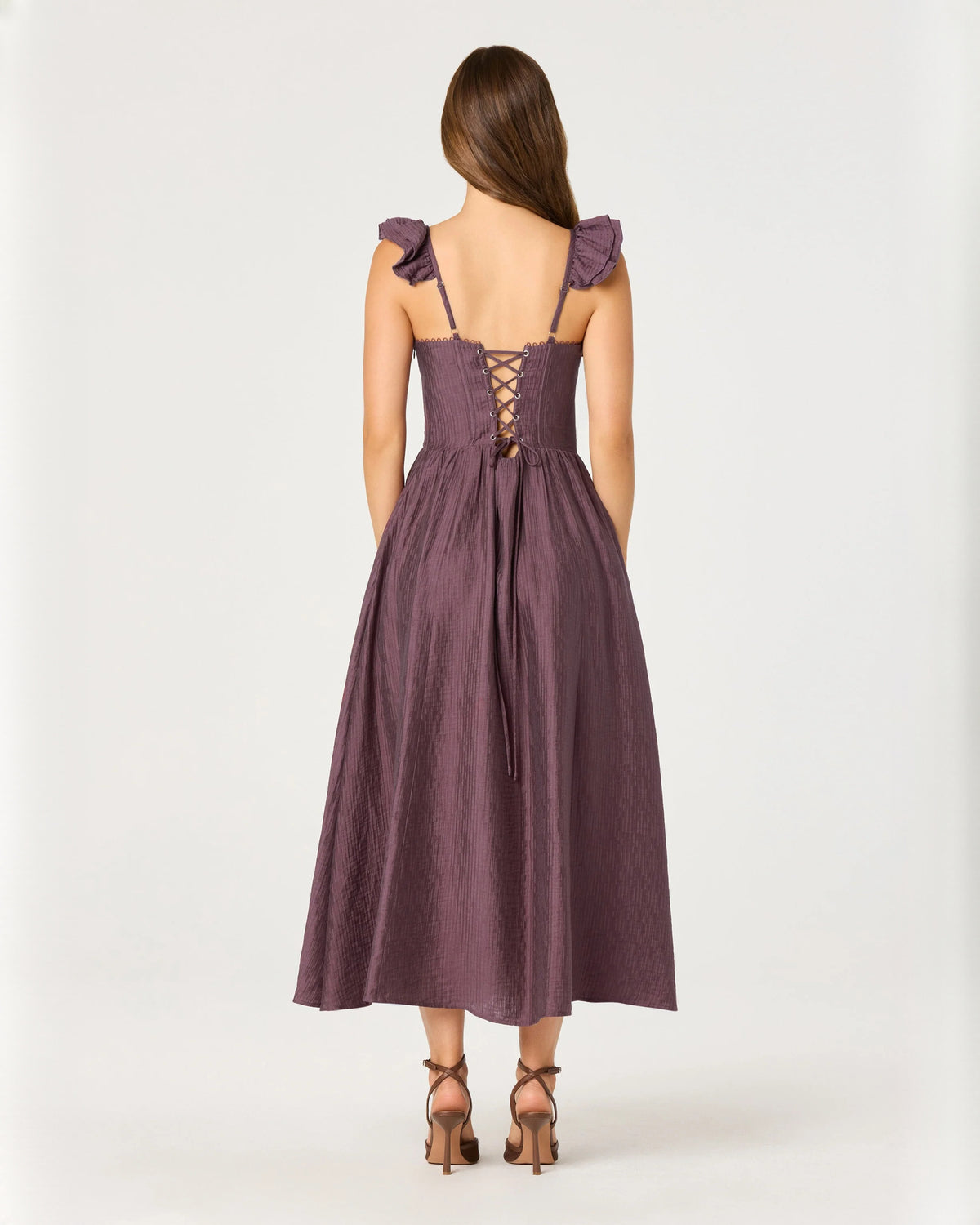 sweetheart structured satin a-line midi bridesmaid dress - image 3